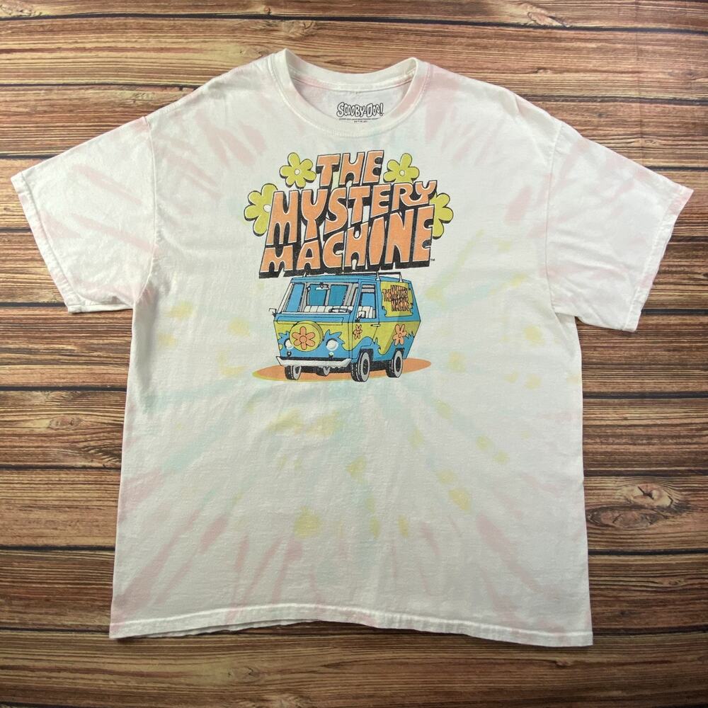 Scooby Doo Shirt Mens Medium M Short Sleeve Mystery Machine Crew Neck Tie Dye
